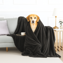 (Grey) Soft Fleece Dog Blanket – 130x150cm Warm Reversible Pet Throw for Dogs & Cats – Ultra Cozy Anti-Pill Fleece Pet Blanket