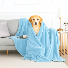 (Light Blue) Soft Fleece Dog Blanket – 130x150cm Warm Reversible Pet Throw for Dogs & Cats – Ultra Cozy Anti-Pill Fleece Pet Blanket
