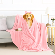 (Pink) Soft Fleece Dog Blanket – 130x150cm Warm Reversible Pet Throw for Dogs & Cats – Ultra Cozy Anti-Pill Fleece Pet Blanket