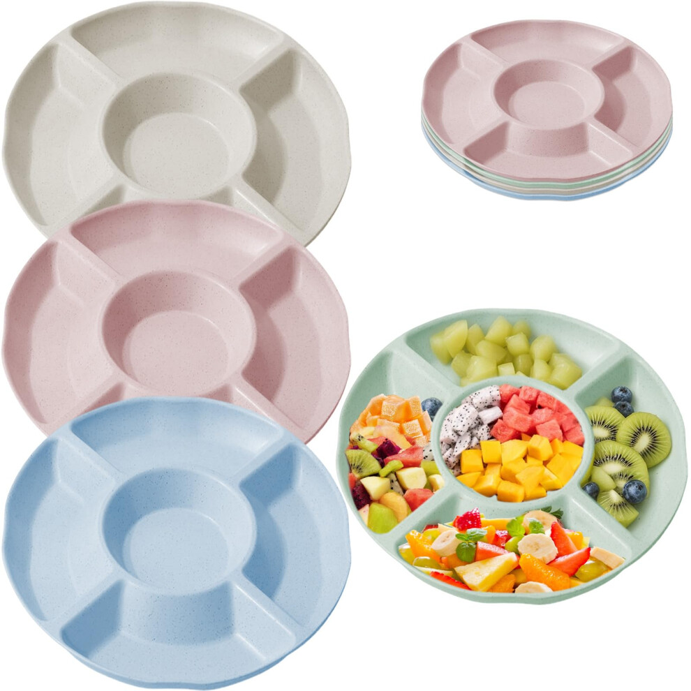 Snack Tray 5-Grid, 23 Cm Circular Divider, 4-Pack, Machine Washable Snack Distribution Bowl For Fruit Trays And Buffets-image-OPC-PMBJSF7-NEW