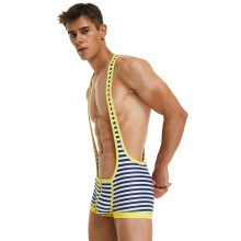 Men Leotard Bodysuit Size L Yellow Shapewear For Men Wrestling Singlet Style Swimwear Underwear