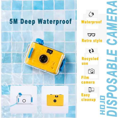 Disposable Camera 35mm Film, One-Time Imaging, 5m Waterproof, Retro Style, Multipack, Blue Basic 1