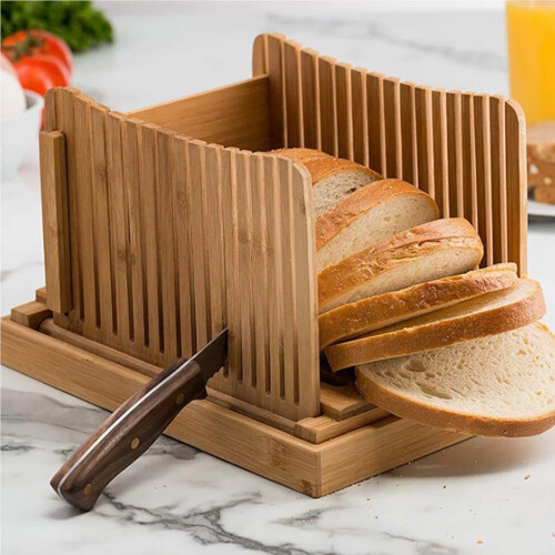 Bamboo Bread Slicer Board Set Manual Slicing Tool For Home Use Bakeware Accessory Slice Tray 2