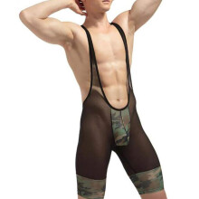 Men's Wrestling Singlet Camouflage Mesh Breathable Comfortable Size M Green For Gym Training Undershirt