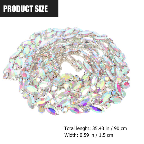 Rhinestone Chain Crystal Multicolor 1pcs 0.59x0.02x35.37in 2