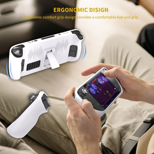 Steam Deck Full Protection Case Cover, Protective Shell With Kickstand, White, Compatible With Steam Deck 1