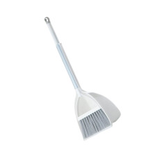 Small Broom and Dustpan For Pretend Play Cleaning Toy Educational Housekeeping Set Compact Portable Grey White Plastic