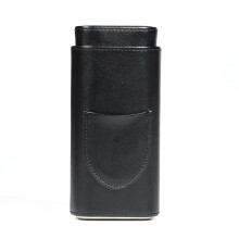 Cigar Case Three-Finger Portable Humidor PU Leather Case Black