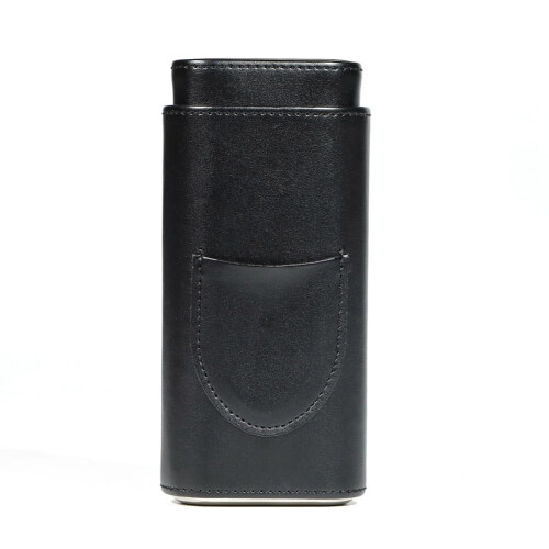 Cigar Case Three-Finger Portable Humidor PU Leather Case Black