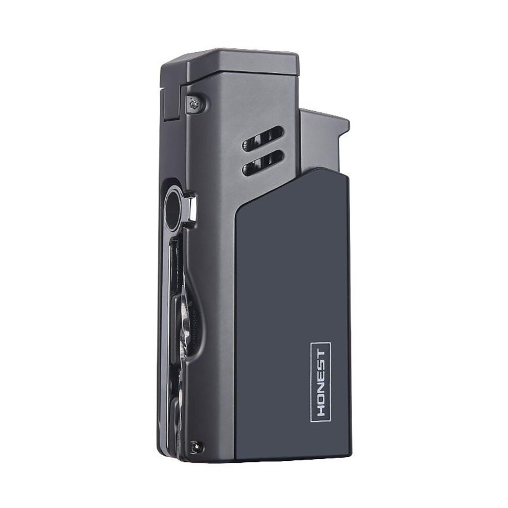 Black Torch Lighter Cigar Punch Cigar Draw Enhancer, Refillable Jet Flame, Adjustable Needle Tool,