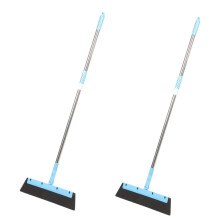 Floor Squeegee 2-Piece Set Telescopic Handle For Wet And Dry Surfaces Kitchen Bathroom Garage Cleaning Tool