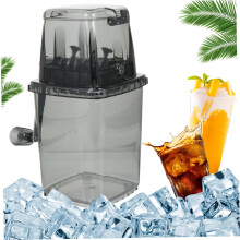 Ice Shaver Machine Manual Cranked, Transparent Lid Crushed Ice Maker, Stainless Steel Blade