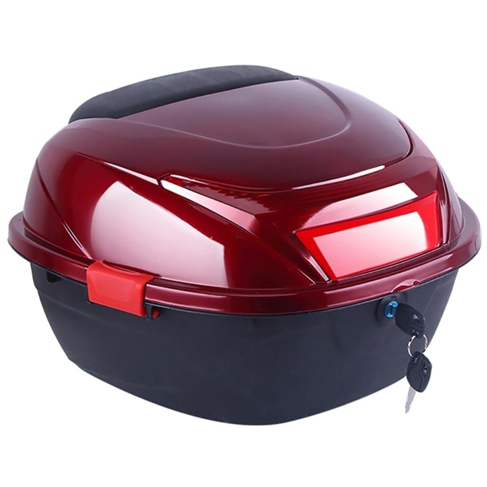 Motorcycle Top Case Lockable Waterproof Plastic Trunk With Backrest Universal Mounting For Helmet Luggage Red 9354506376703