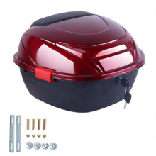 Motorcycle Tail Box Lockable Trunk 35L Capacity Wine Red Top Case For Helmet Luggage