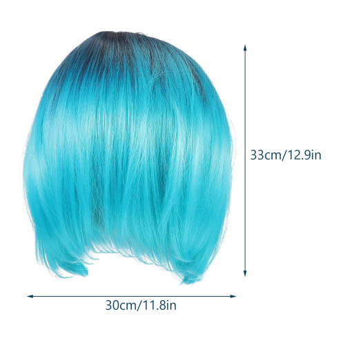 Gradient Farbe Bob Perücke Glatte Cosplay Party Kopfbedeckung 1