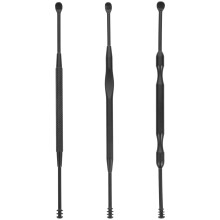 2Sets Stainless Steel Ear Cleaner Dual Use Black Portable Earwax Tool