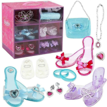 Princess Shoe and Jewelry Boutique with 4 Pairs of Shoes, Bracelets, Necklace, Bag, Earrings and Butterfly Shape Crown Tiara Included