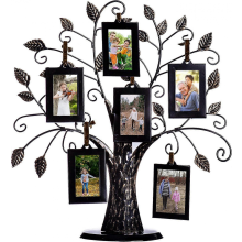 Familienstammbaum-Bilderrahmenständer mit 6 hängenden Bilderrahmen, mittelgroßer Metallbaum 12 x 11 Zoll - bietet Platz für 6 Ornament