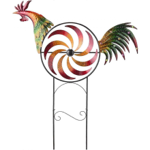 Hahn-Windspiel für Garten und Hof, 89 cm (35 Zoll) großer Tier-Metallpfahl-Windspiel, Garten-Windfänger, Windmühlen, Hühnerskulpturen,