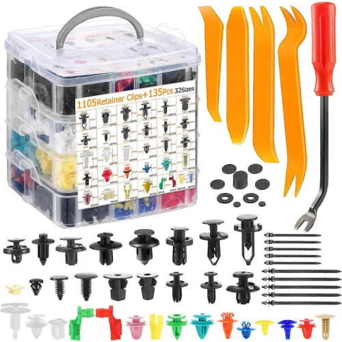 1240PCS Κλιπ αυτοκινήτου, 32 μεγέθη πλαστικών πριτσινιών γενικής χρήσης, κλιπ σ