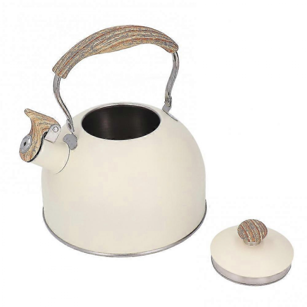 Stainless Steel Whistling Tea Kettle 2.5L Ergonomic Handle Teapot Beige 9408048759941