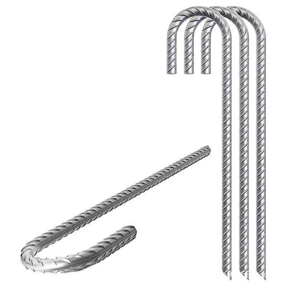 Pack 6 Galvanized Rebar Stakes Heavy Duty J Hook Anchor Stakes, Ground Anchors, Steel Ground Stakes-image-OPC-PMBNJWP-NEW