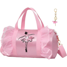 Cute Ballet Dance Bag Tutu Dress Bag with Key Chain for Girls (Pink of Long Mesh)