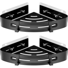 Eckduschablage aus Aluminium, ohne Bohren, mit Haken, Badezimmer-Organizer, ideal für Badezimmer, Küchen und Wohnzimmer (Bla)
