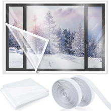 Raamisolatieset, snijdbare transparante folie, herbruikbaar raamplastic met plakband voor winterverdikking (160*160cm)