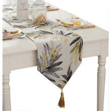 Runner da tavolo con foglie in poliestere al 100%, di varie dimensioni, con nappe, per la decorazione della tavola da pranzo, per la c