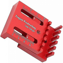 Regla de madera, medidor de profundidad, regla dentada, herramienta de medición para carpintería, roja