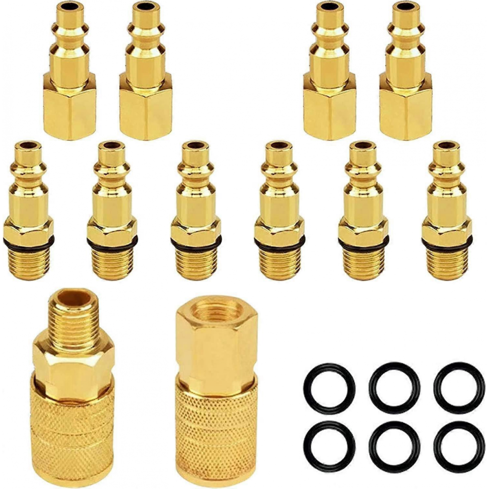 12Pcs Air Compressor Fittings 1/4"Npt Pneumatic Coupleramerican Pneumatic Quick Connector Air Line Connectors & Coupling Kit Male Female Connecto 9408048761142