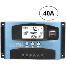Regolatore di carica solare, doppio display LCD USB, 12 V 24 V, MPPT 40 A