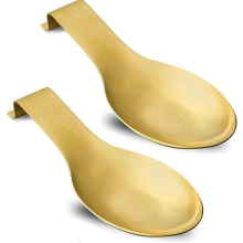 Stainless Steel Spoon Rest (2 Pack), Spoon Rest for Kitchen Counter, Gold Spoon Holder for Stove Top for Spoons, Dishwasher Safe