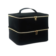Nagellack-Organizer-Tasche, doppellagig, tragbar, Aufbewahrung für Nagelzubehör mit UV-Licht, bietet Platz für 30 Fläschchen (Schwarz)