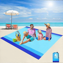 Beach Blanket, Beach Mat Outdoor Picnic Blanket Compact for 4-7 People Waterproof Quick Dry Beach Mat, Made with Premium Nylon Pocket Picnic Shee