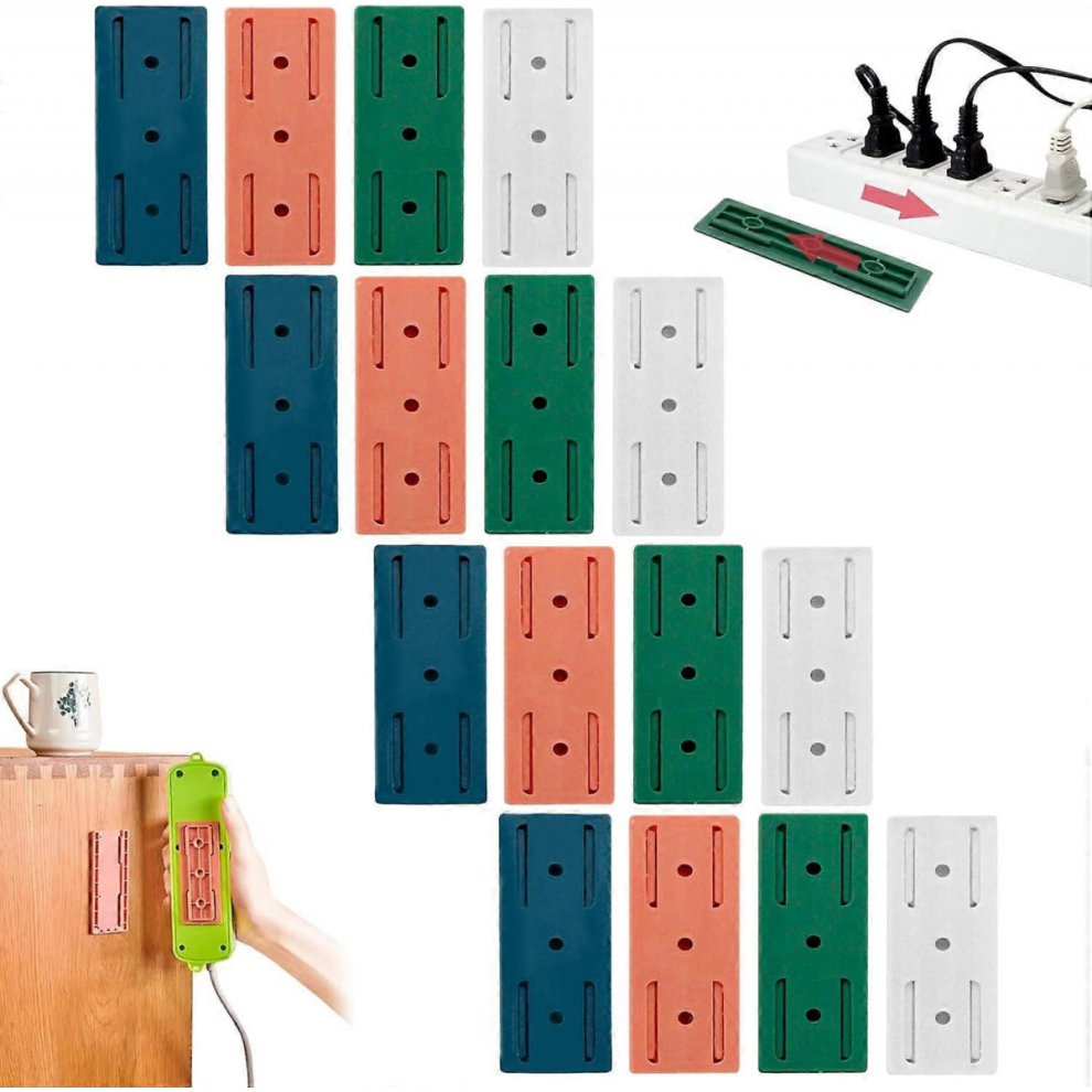 16 Pcs Adhesive Punch-Free Socket Holder, Self-Adhesive Desktop Socket Fixer Plug-In Socket Fixer Bracket Stand For Kitchen Home Office 9408048762354