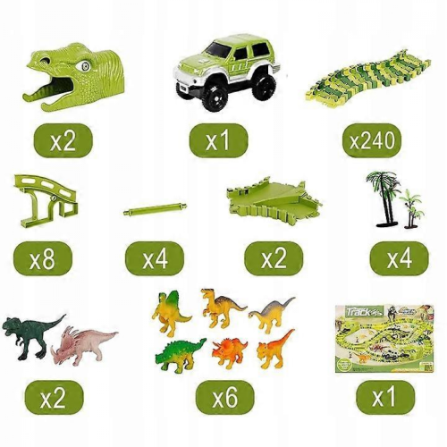 Stor Bilbana fr Barn - Dinosaurie Grn 1