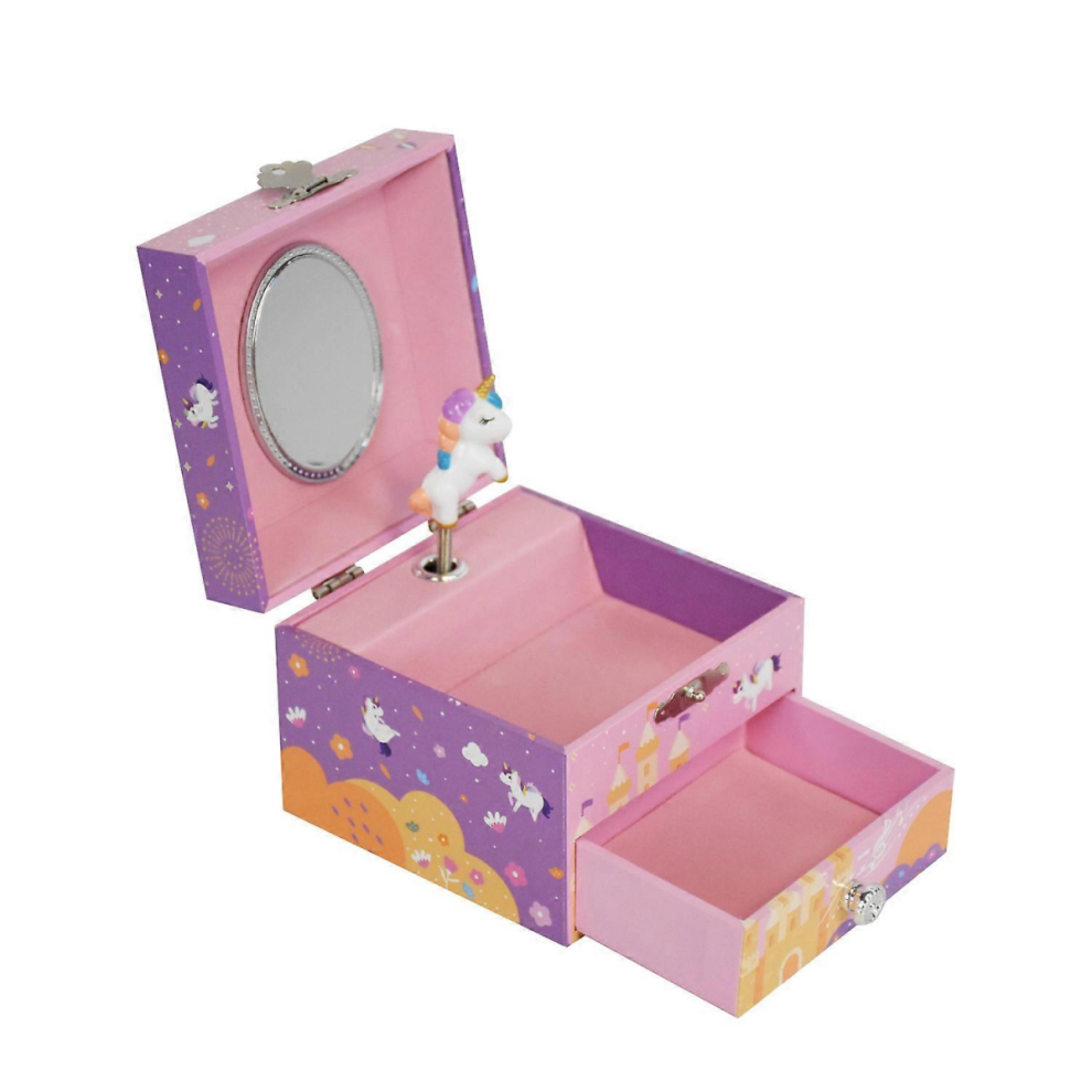 Musical Jewelry Box, Rainbow Unicorn, With Storage Drawer - The Beautiful Dreamer 9408048763054