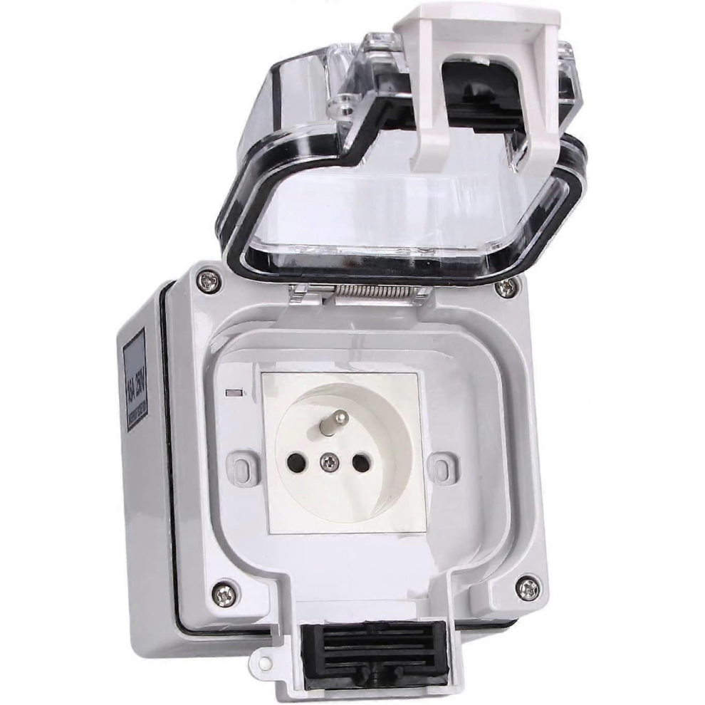 Outdoor Socket, 250V 16A Lockable Cover Shell Ip66 Protection Power Socket Box With Waterproof Caps For Gardens For Workshops 9408048763269