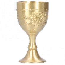 Vintage Brass Goblet Embossed Rose for Milk Tea Wine Whiskey Party Supplies