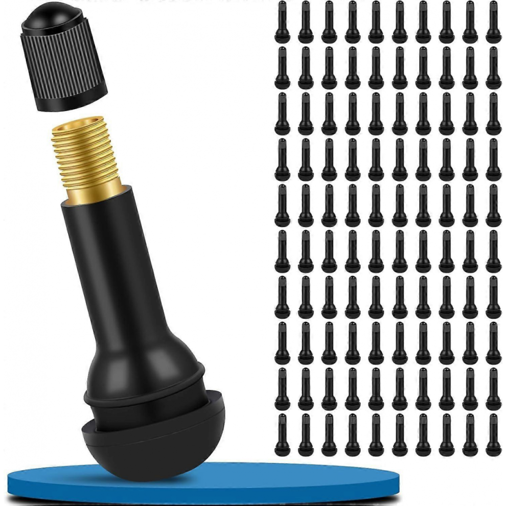 100 Pcs Tr414 Car Tire Valve, Universal Tubeless Valve Auto Rubber Valves Snap-In Rubber Valves Rims For Most Cars, Motorcycles, Etc. 9408048763801