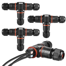 Pinkabelconnector, IP68, aansluitdoos voor aardingskabel met een diameter van 3-12 mm, waterdichte aansluitdoos voor buiten, zwart