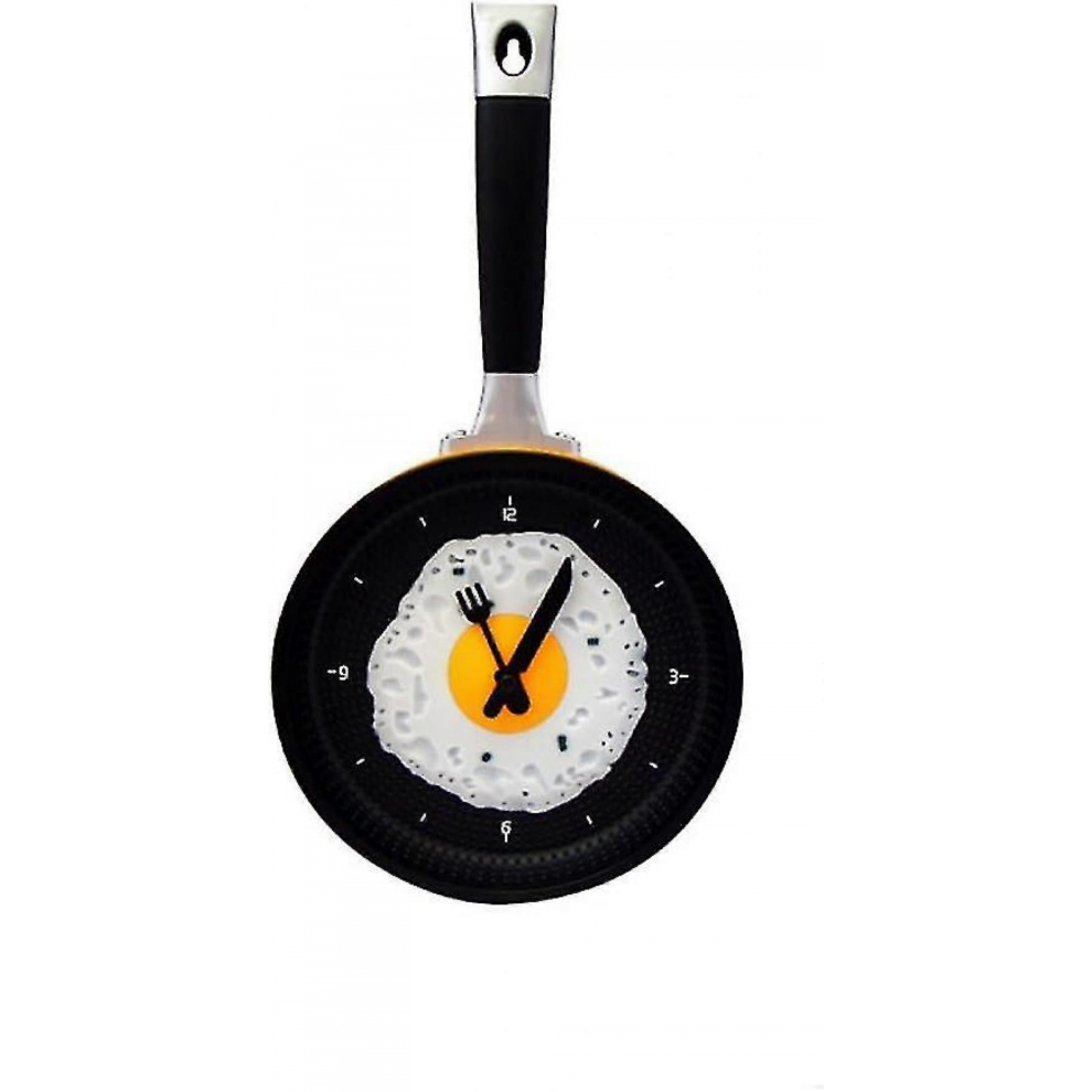 Pan With Fried Egg Shape Pot Wall Clock Modern Design For Kitchen Decoration (No Battery Included) 9408048764150