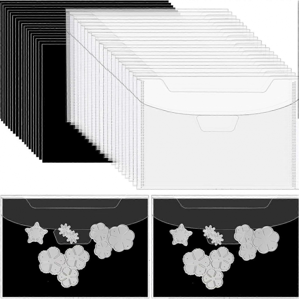 Set - 20 Pcs Large Stamp And Die Storage Bags With 0.5Mm Thickness Rubber Magnetic Sheets For Diy Craft Scrapbooking 19 X 14Cm 9408048764518