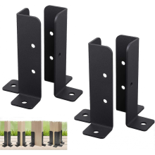 Soportes de base para postes de terraza compatibles con postes de 1,5x1,5, 2x2, 2x4 y 4x4 pulgadas, acero sólido grueso con recubrimie