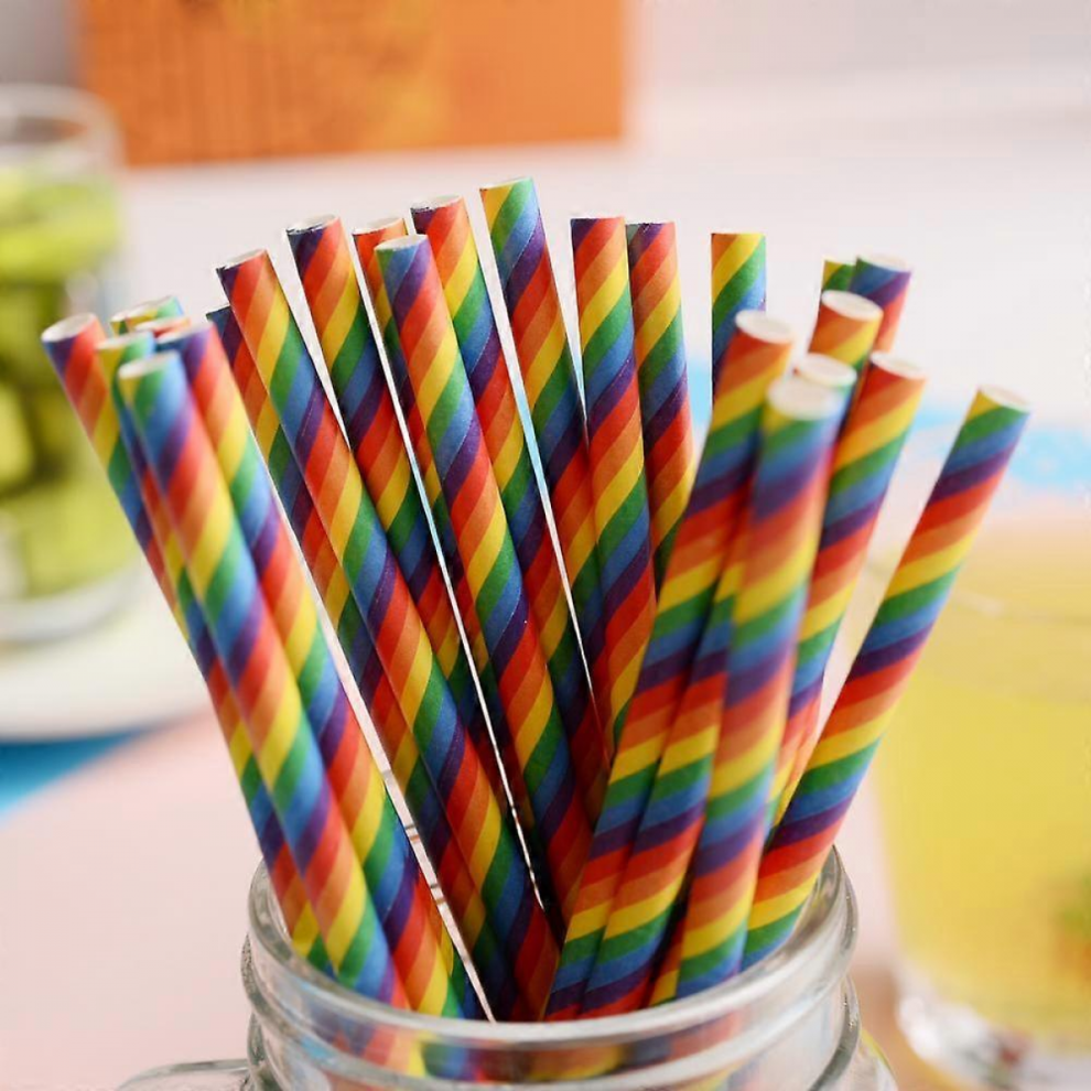 300Pcs Rainbow Straws, Biodegradable Straws 9408048766475