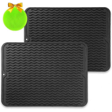 Silikon-Abtropfmatte, 2er-Set, antibakteriell, hitzebeständig, schnelltrocknend, 40 x 30 cm