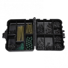 Kit de pesca de carpa de 301 piezas con fundas, topes para anzuelos, cuentas, boilies, tornillos, esmerillones giratorios y broches.