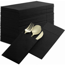 50er-Packung SCHWARZE, vorgefaltete Stoffservietten (ähnlich Papierservietten) für Abendessen, Hochzeiten oder Partys [Besteck NICHT e